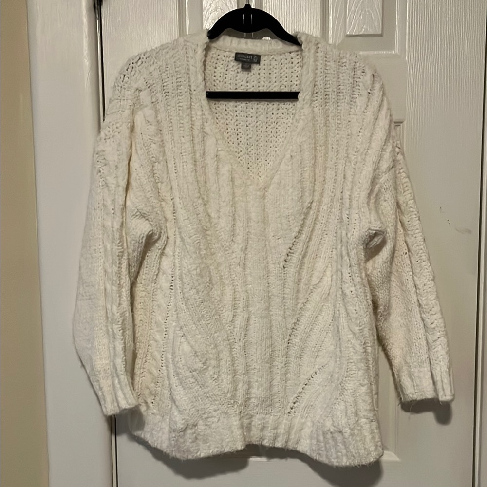 Cozy White Cable Knit Sweater